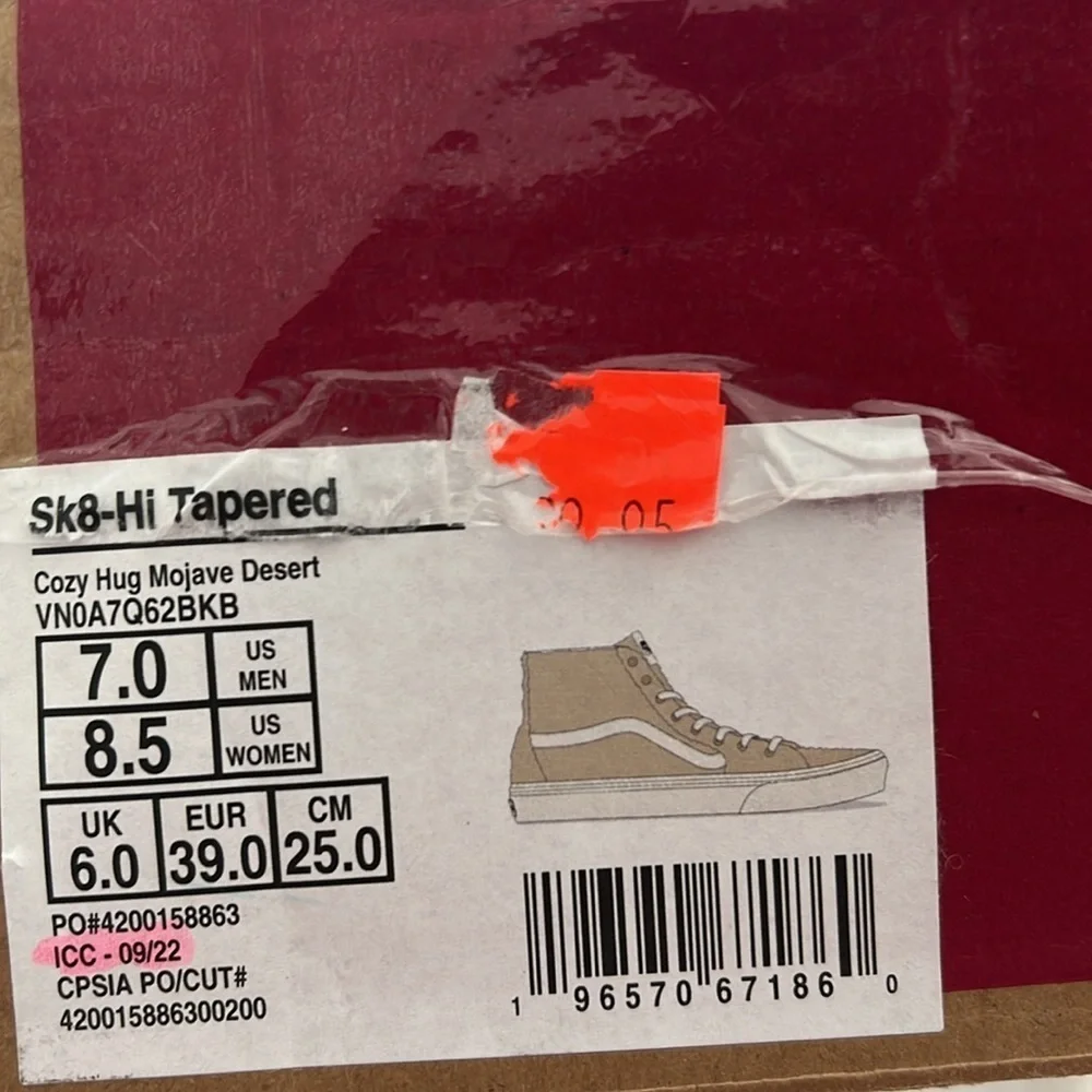 NEW Vans Sk8-Hi Tapered Cozy Hug Mojave Desert Sneaker Women’s Size 8.5 - Picture 8 of 8